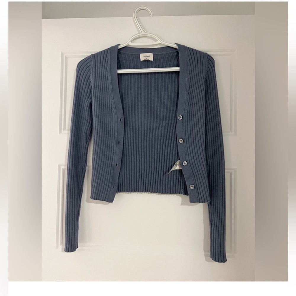 Blue Ribbed Women's Sweater And Tank Set